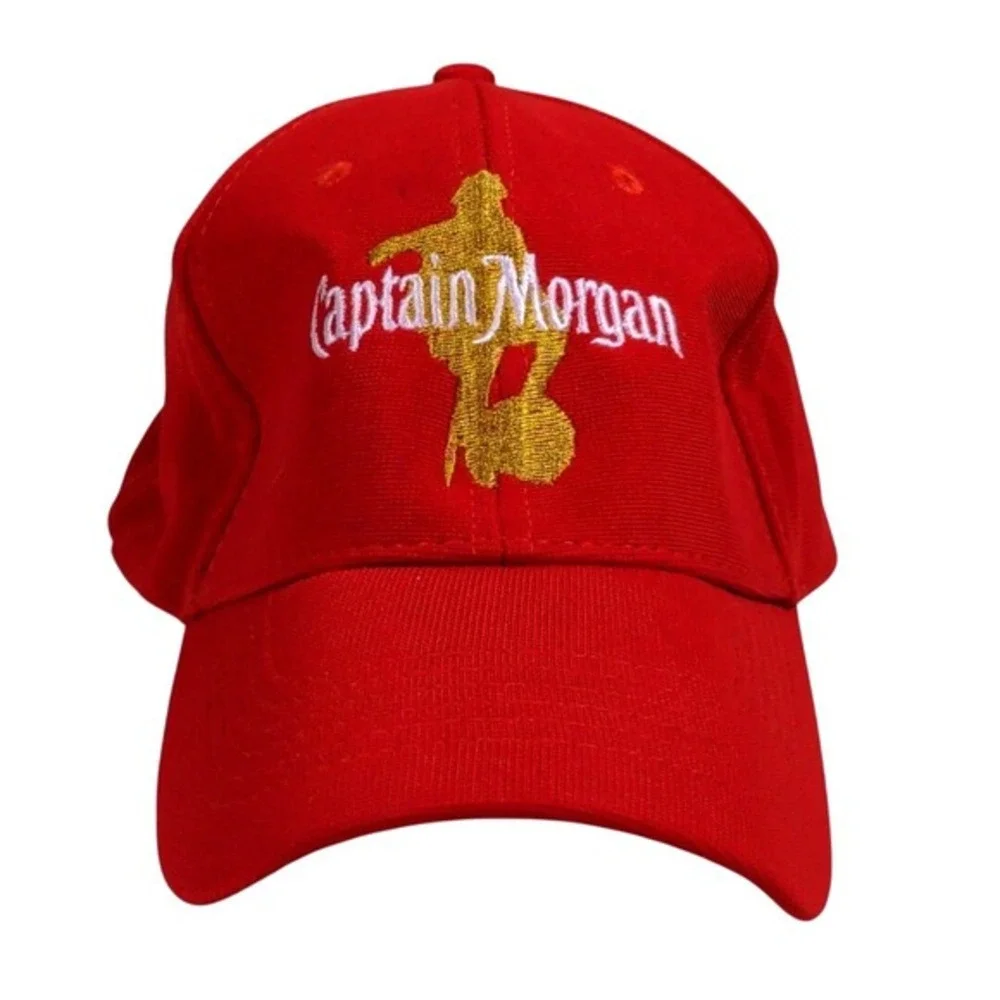 Captain Morgan‎ Red Baseball Hat Cap Gold Embroidered Logo Adjustable DS-1045